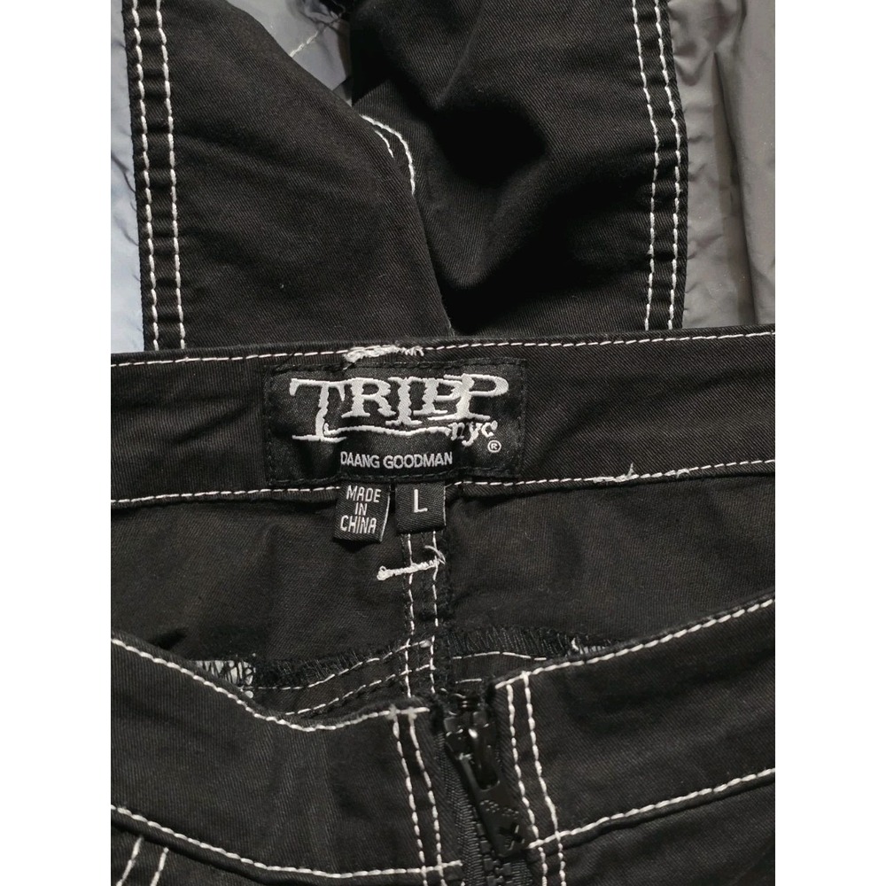 Tripp NYC Gothic Reflector Panel Bondage Pants Unisex Sz L Black Utility Straps - Picture 6 of 8